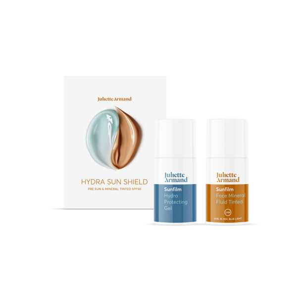 Hydra Sun Shield: Pre Sun & Mineral Tinted SPF50 2 × 15 ml | Juliette Armand
